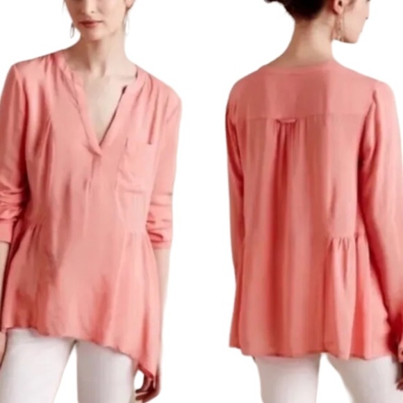 Anthropologie Maeve Laiken Henley Blouse Size 6 - Picture 1 of 9